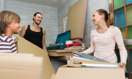 Moving van and boxes for a home move in Balham