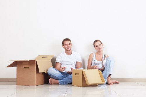 Flat removal service in Balham with stairs and boxes