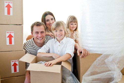 Packed boxes and home furniture ready for transport in Balham